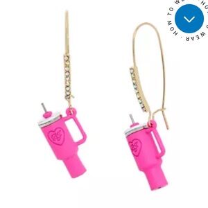 Betsey Johnson Pink Cup Dangle Earrings